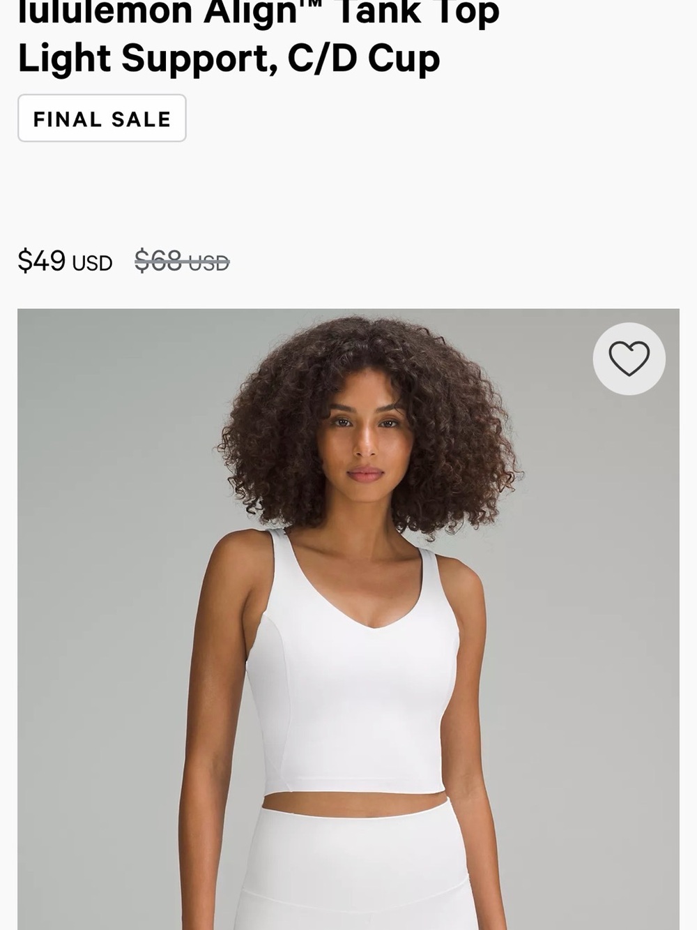 lululemon athletica Align Tank Top in White